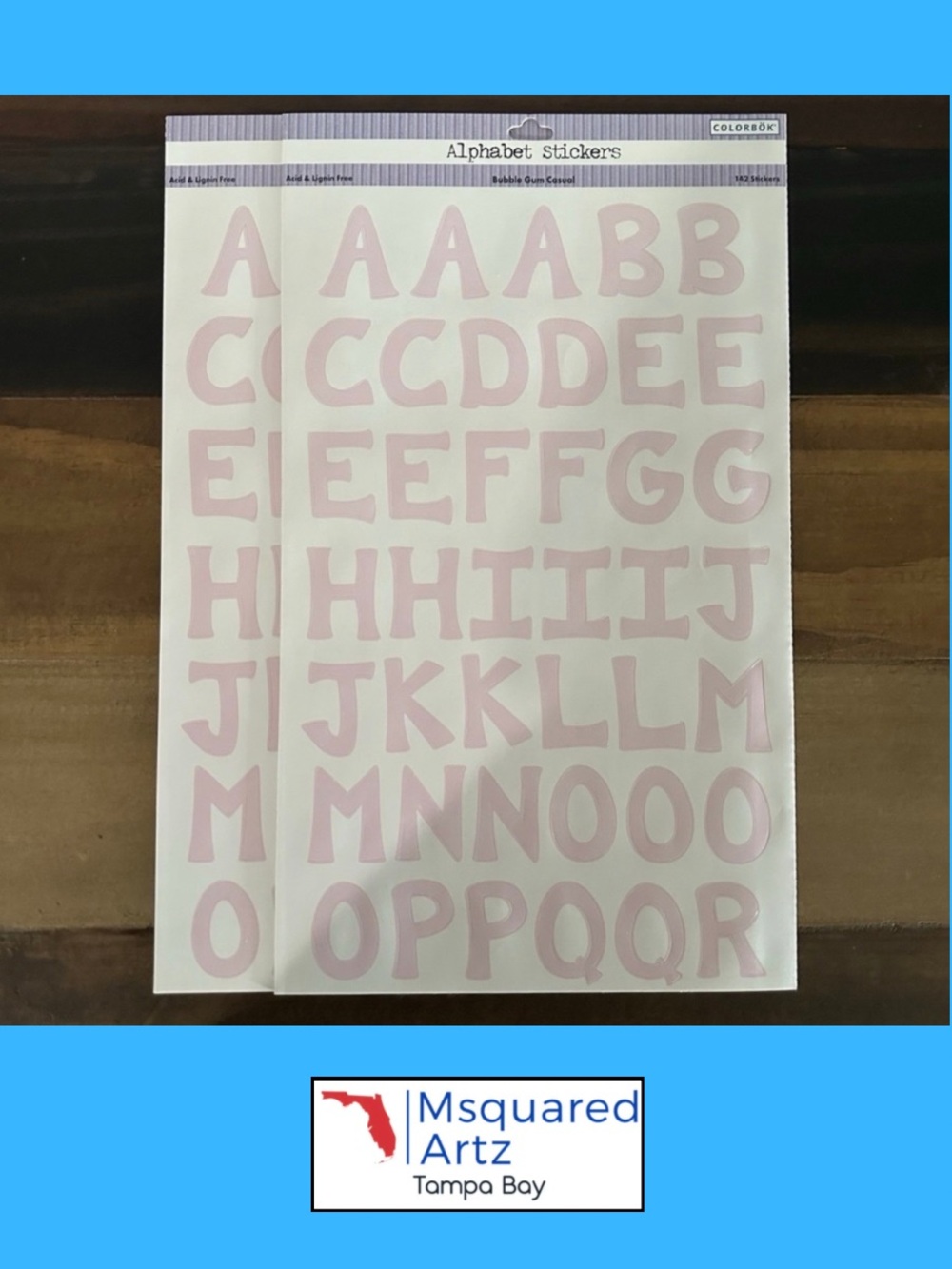 Colorbok Pink Alphabet Stickers Lot of 2 Bubble Gum Letter Sheets Scrapbook